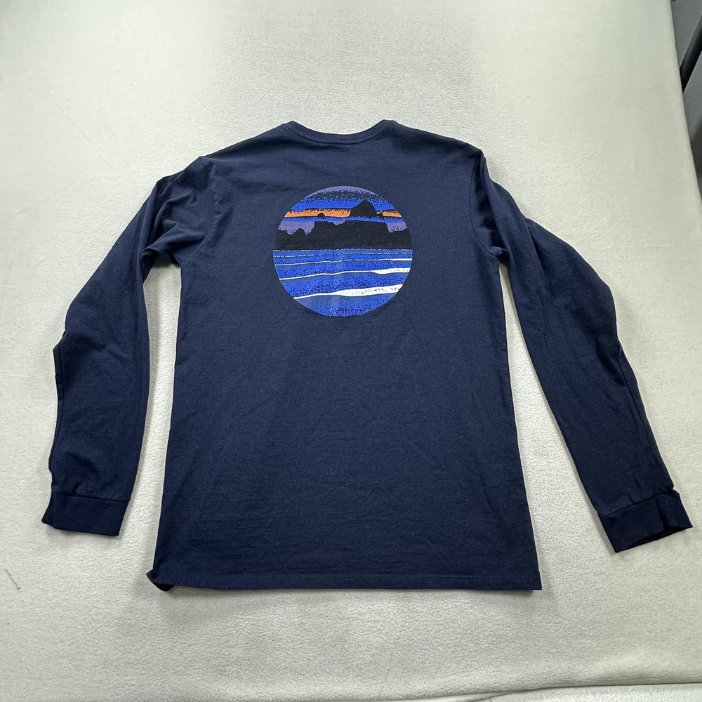 Patagonia Shirt Mens Small Navy Long Sleeve Responsibili-Tee Graphic Crewneck